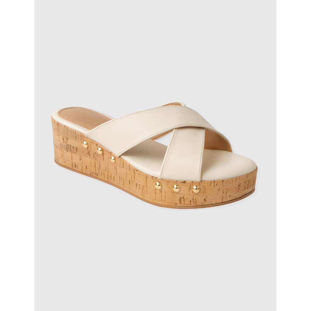 Sandália Tamanco Anabela Feminino Plataforma Tira Cruzada Confortável Casual
