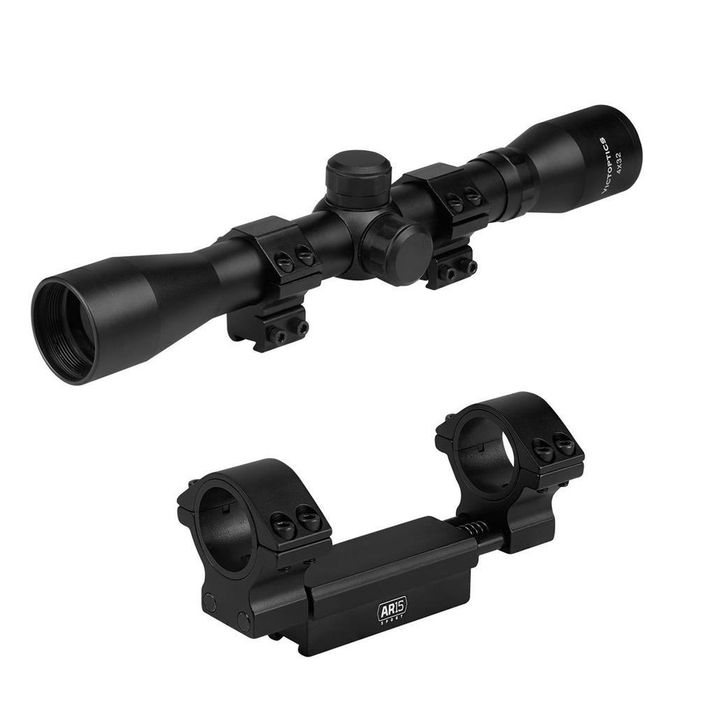 Luneta Vector Optics 4x32 JAV com Suporte Mount Único Alto Trilho 11mm Victoptics em Oferta na Shopee