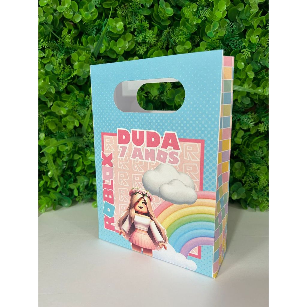 Kit Sacola Personalizada Roblox Menina Sacolinha Lembrancinha Festa Infantil