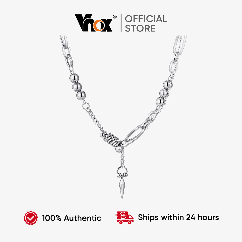 Colar De Rebite Vnox Prata Punk Rock Estilo Corrente De Aço Inoxidável Acessório De Desempenho Ao Vivo Equipamento De Fe em Oferta na Shopee