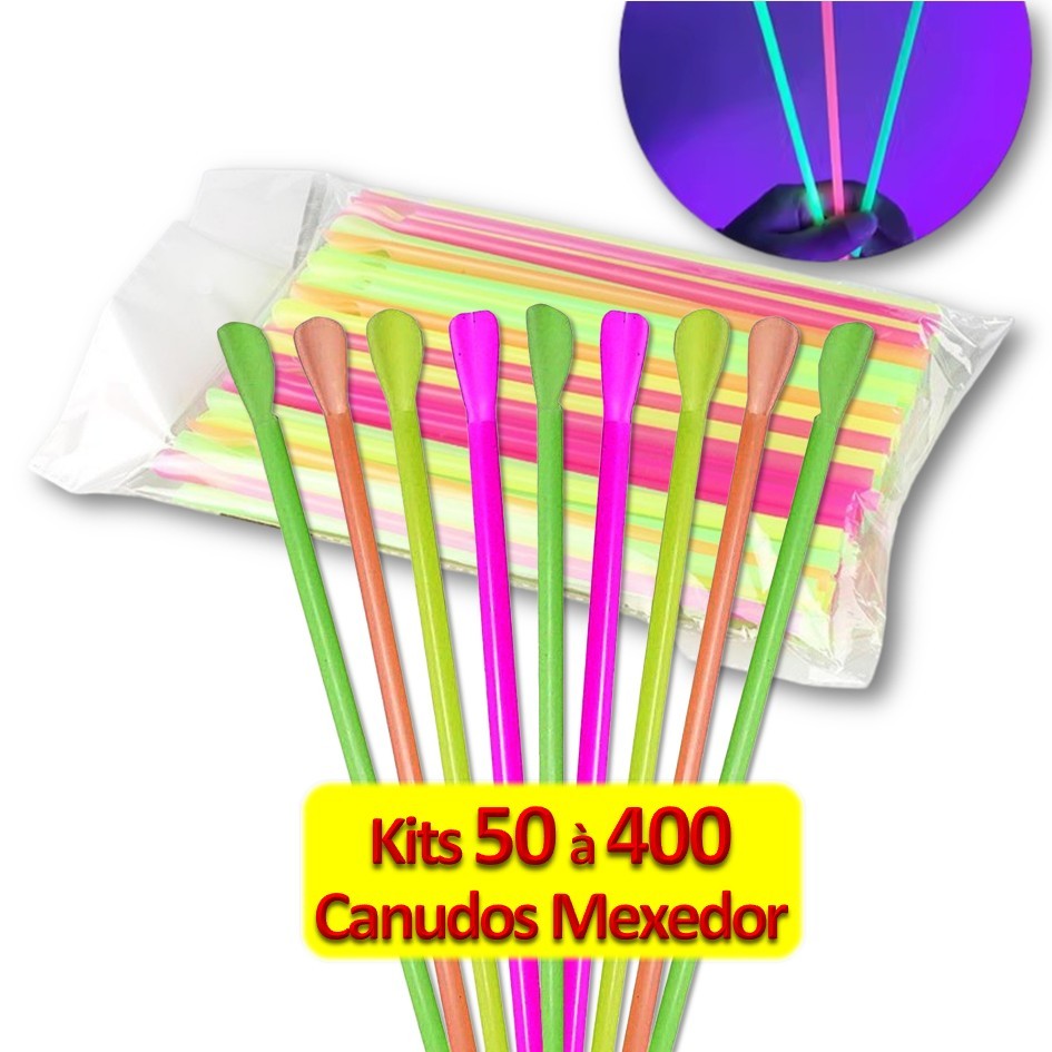 50 à 400 Canudos Mexedor Colher Colorido Neon em Oferta na Shopee