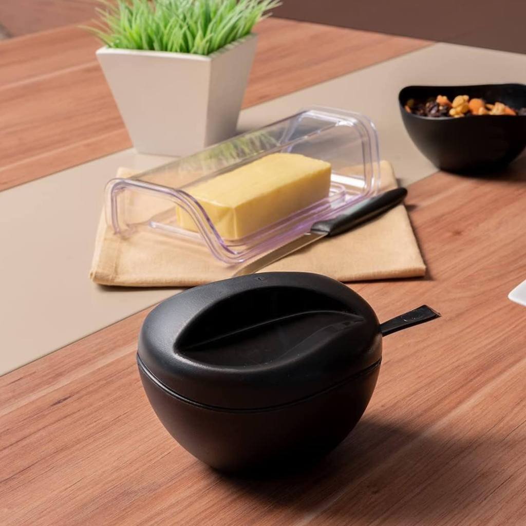 Detalhes do Kit UZ Gold Preto Açucareiro e Saleiro 500ml em PP BPA Free Utensílios de Cozinha Pote Organização