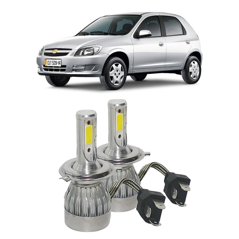 Par Lampada Super LED Farol Celta Prisma 2006 2007 2008 2009 2010 2011 2012 2013 2014 2015 6000k H4