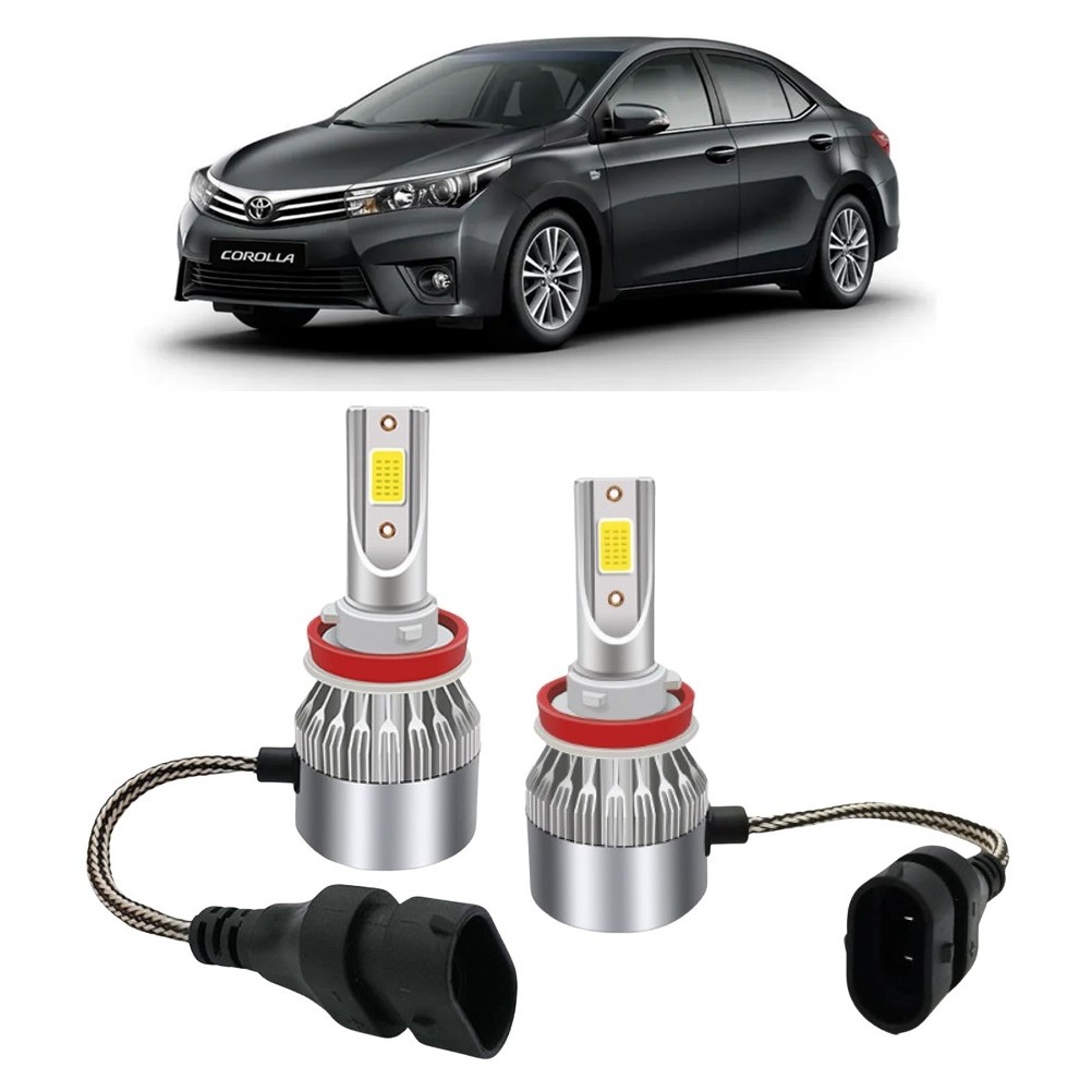 Par Lampada Super LED Farol de Milha Corolla 2015 2016 2017 6000k H11