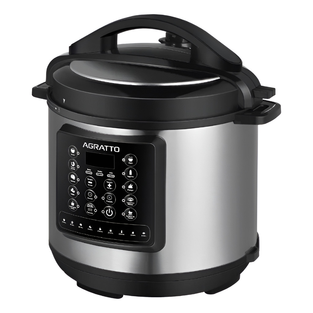 Panela Eletrica De Pressão Multifunções Digital  6 litros 1000w Inox 127v ou 220v 10 itens de segurança
