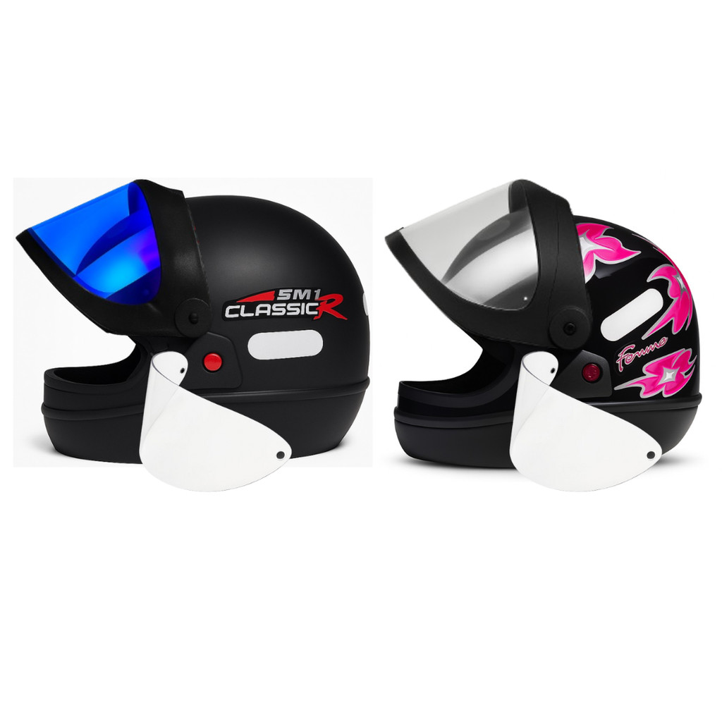 Capacete San Marino Preto Fosco Rosa C/ Viseira Espelhada