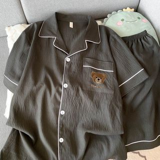 Nuvem algodão verão pijamas masculino novo estilo de manga curta estilo fino verão juventude pode usar fora ternos Homew