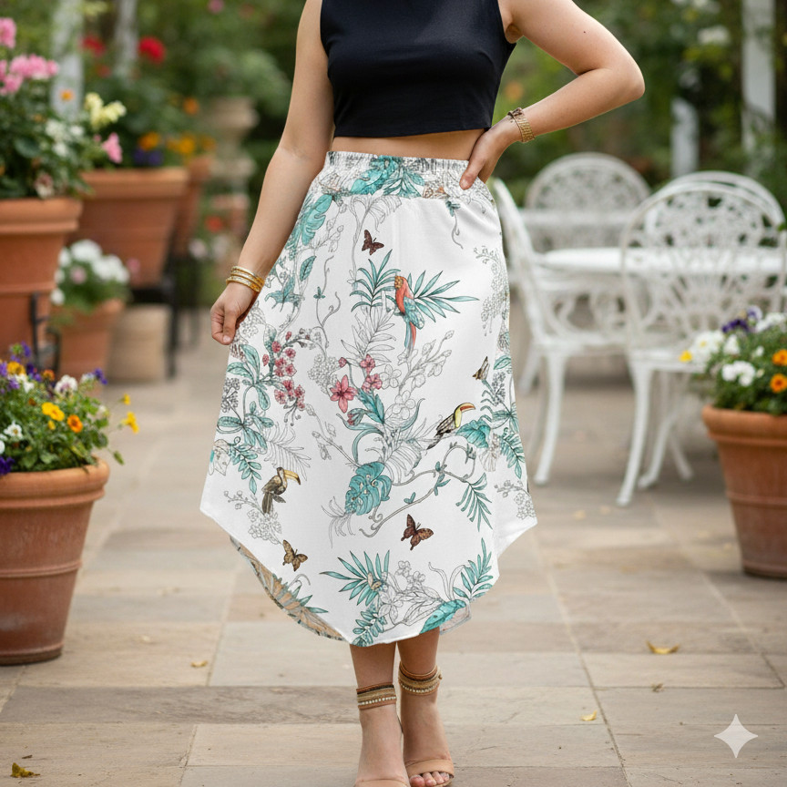 Saia midi Feminina, Cintura Alta evangelica lapis Sofisticada Elegante boho tecido viscose Tendencia Despojada Casual