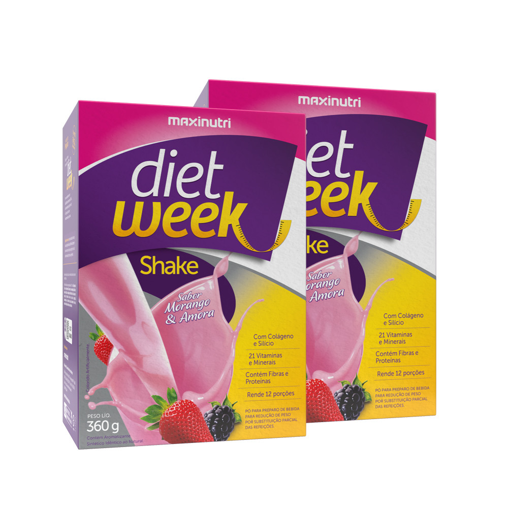 Diet Week Shake Morango e Amora 360g Maxinutri em Oferta na Shopee