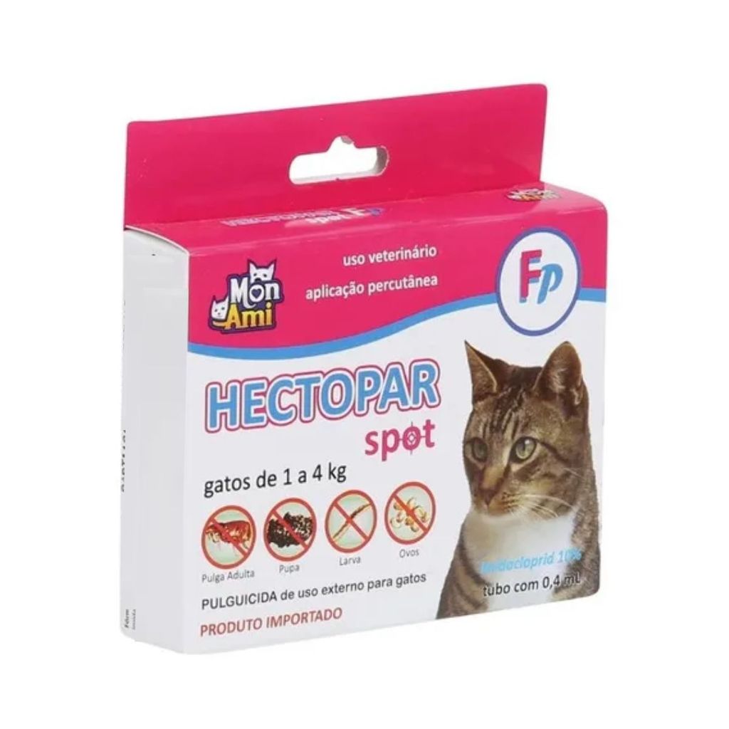 Hectopar Spot Antipulgas Gatos Fp 1Kg a 4Kg - Mon Ami em Oferta na Shopee