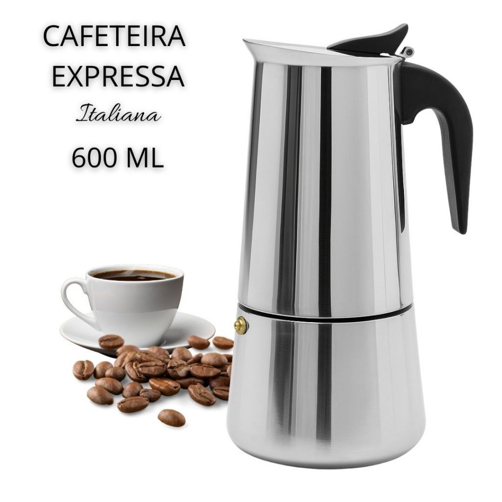 Imagem Cafeteira Italiana Expresso 600ml Inox 12 Xícaras Café Rápido Casa Escritório Viagem Design Elegante