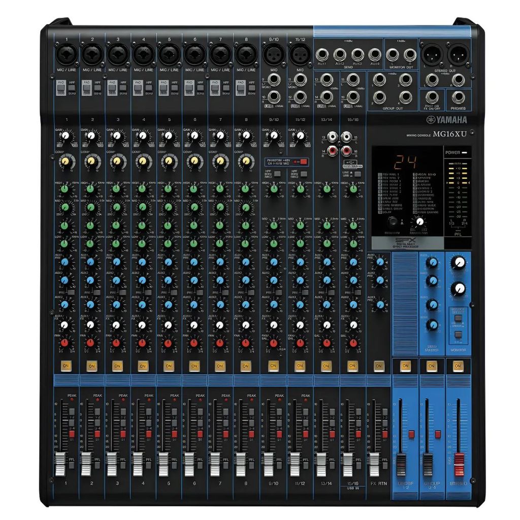 Mesa de Som Analógica 16 Canais YAMAHA MG16XU Entradas USB