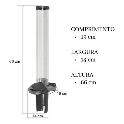 Suporte Dispenser Copos 150ml 180ml 200ml Preto