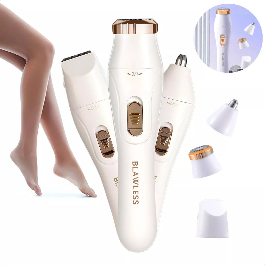 Depiladora Feminina Elétrica 3 em 1 Portátil Recarregável USB à Prova d’Água para Rosto e Corpo