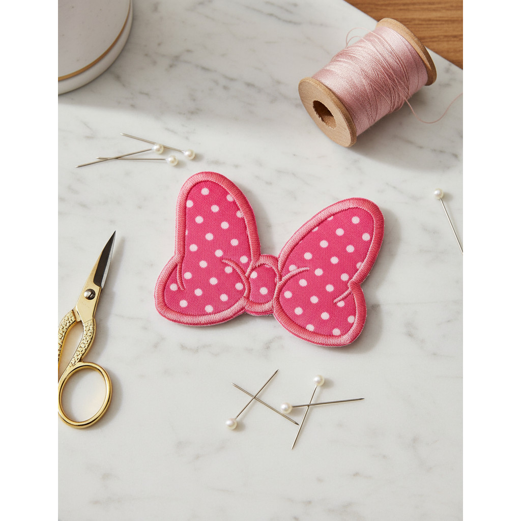 Patch Bordado Termocolante Lacinho Rosa Inspiração Minnie