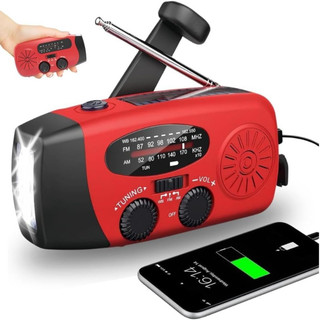 Rádio De Emergência Manivela Solar 2000mah Com Lanterna
