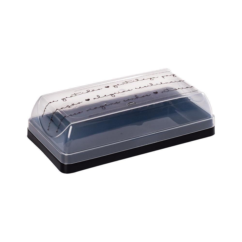 Manteigueira Plástico Preta Palavras Plasútil em Oferta na Shopee