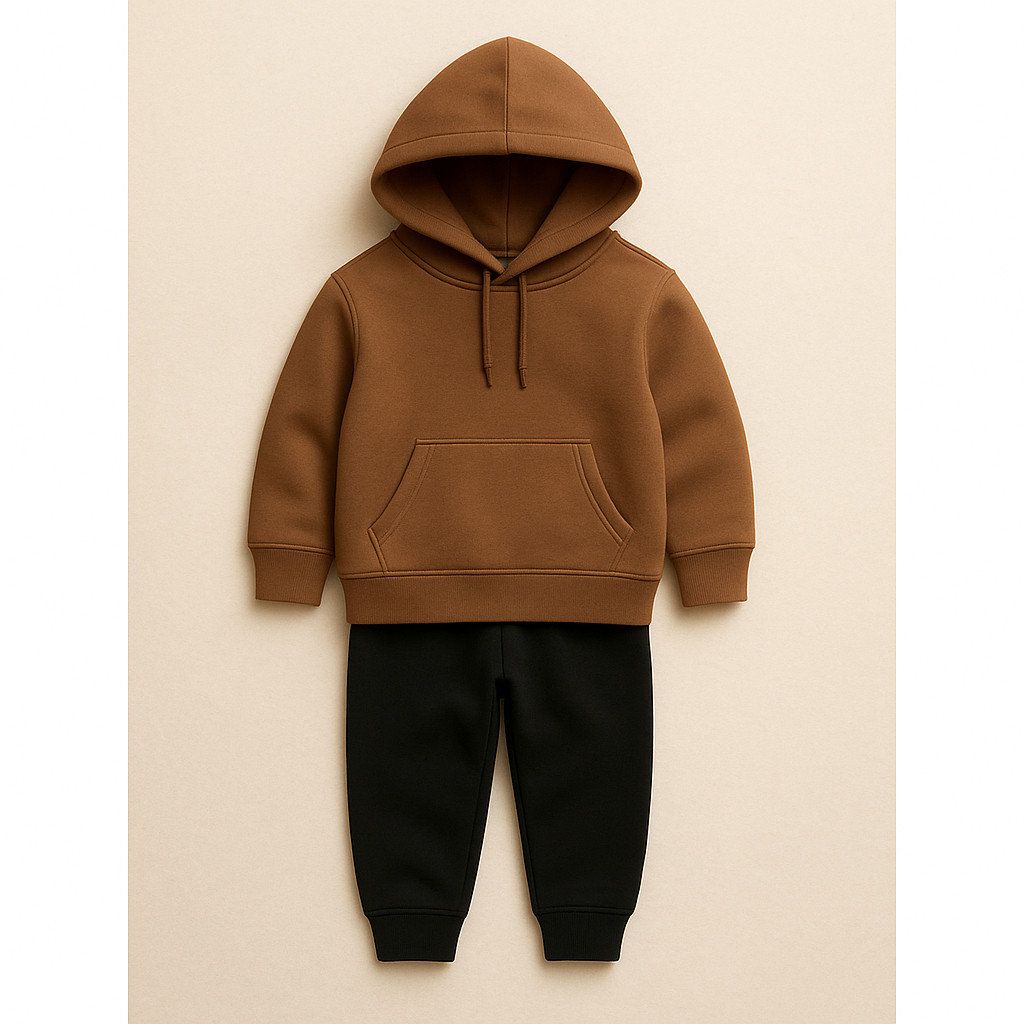 Conjunto Liso Infantil de Moletom Com Capuz e Bolsos Flanedo Grosso Menino e Menina Moletons Kids
