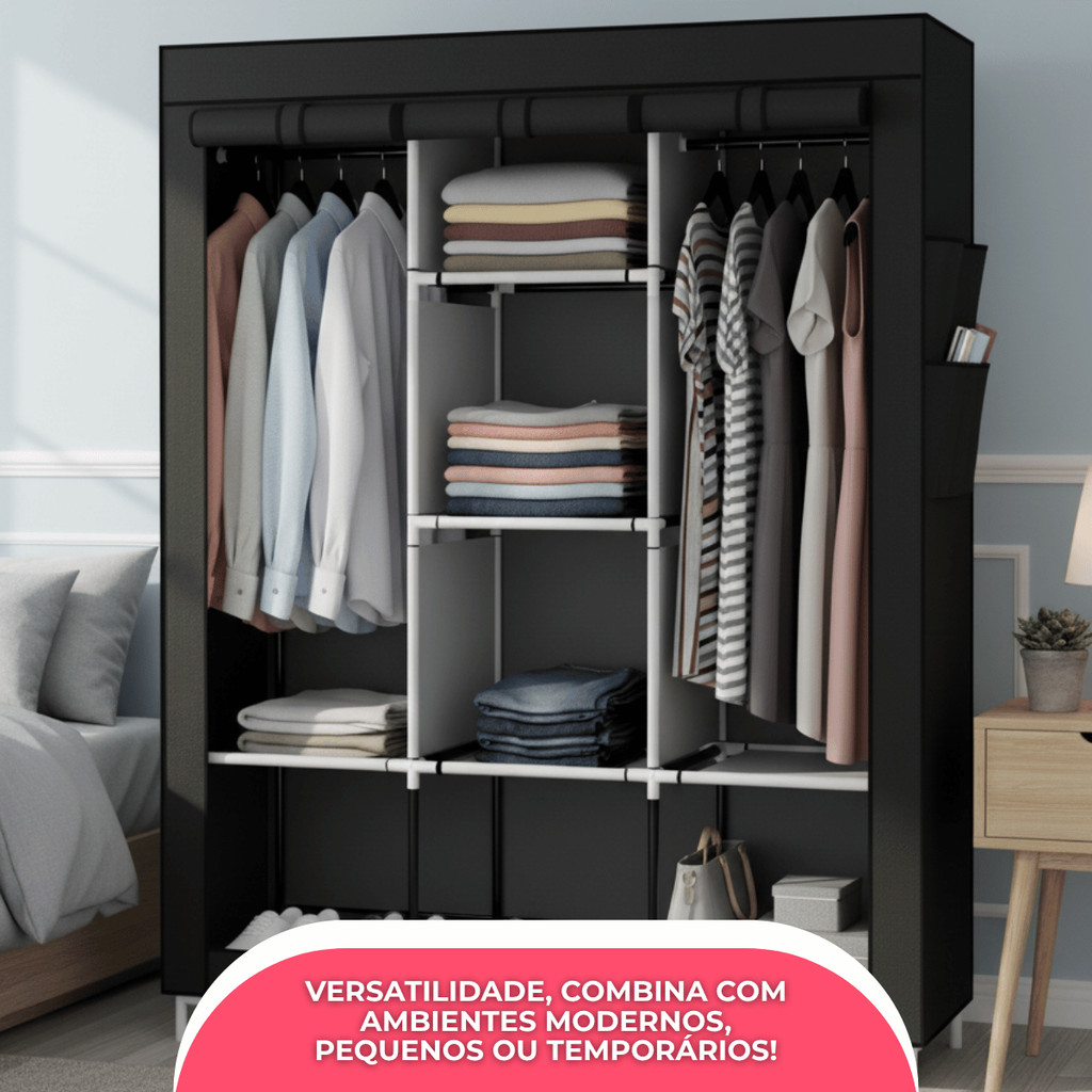 Detalhes do Guarda Roupa Dobrável Colmeia Organizadora Caixa Closet Desmontável Armário Grande Portátil Tippi