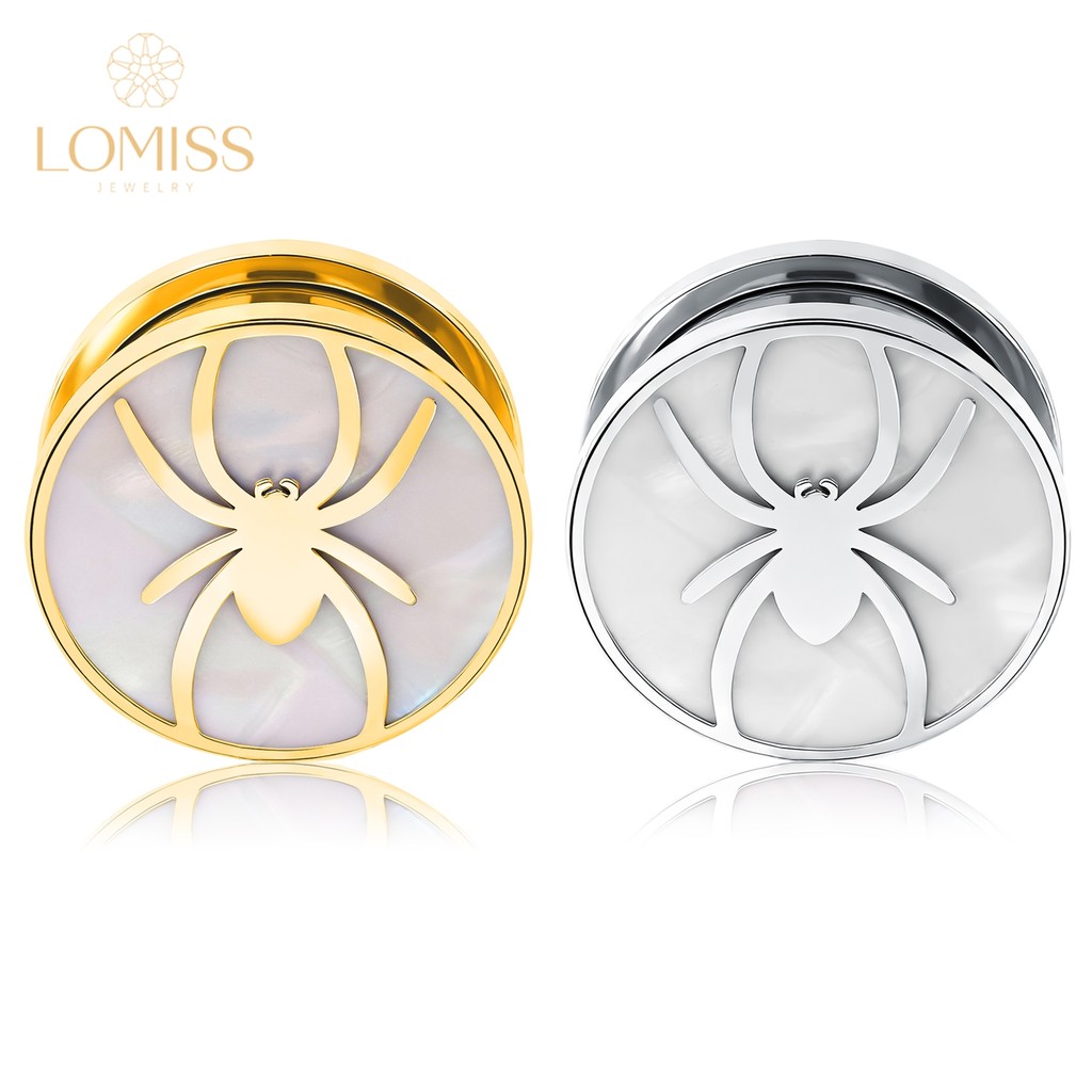 Alargador de Orelha Personalizado Aço Cirúrgico Com Madre Perola / Aranha em Oferta na Shopee