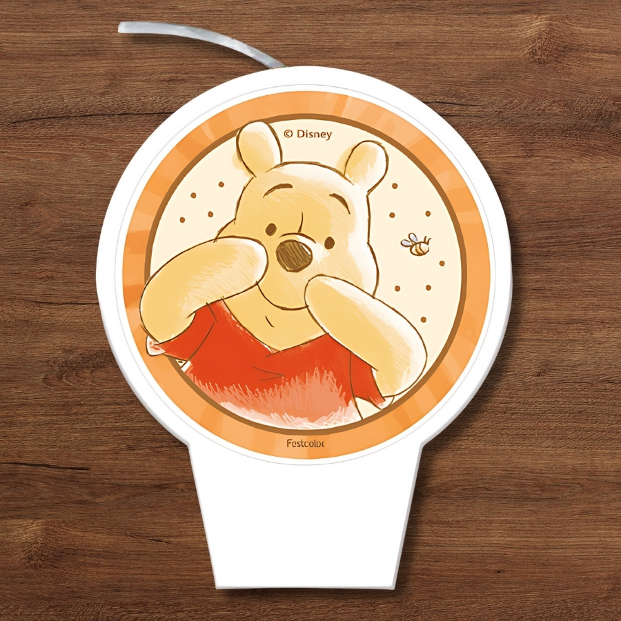 Vela Plana Adesivada - Ursinho Pooh - 6,5x8,5cm - 1 unidade - Festcolor - Rizzo