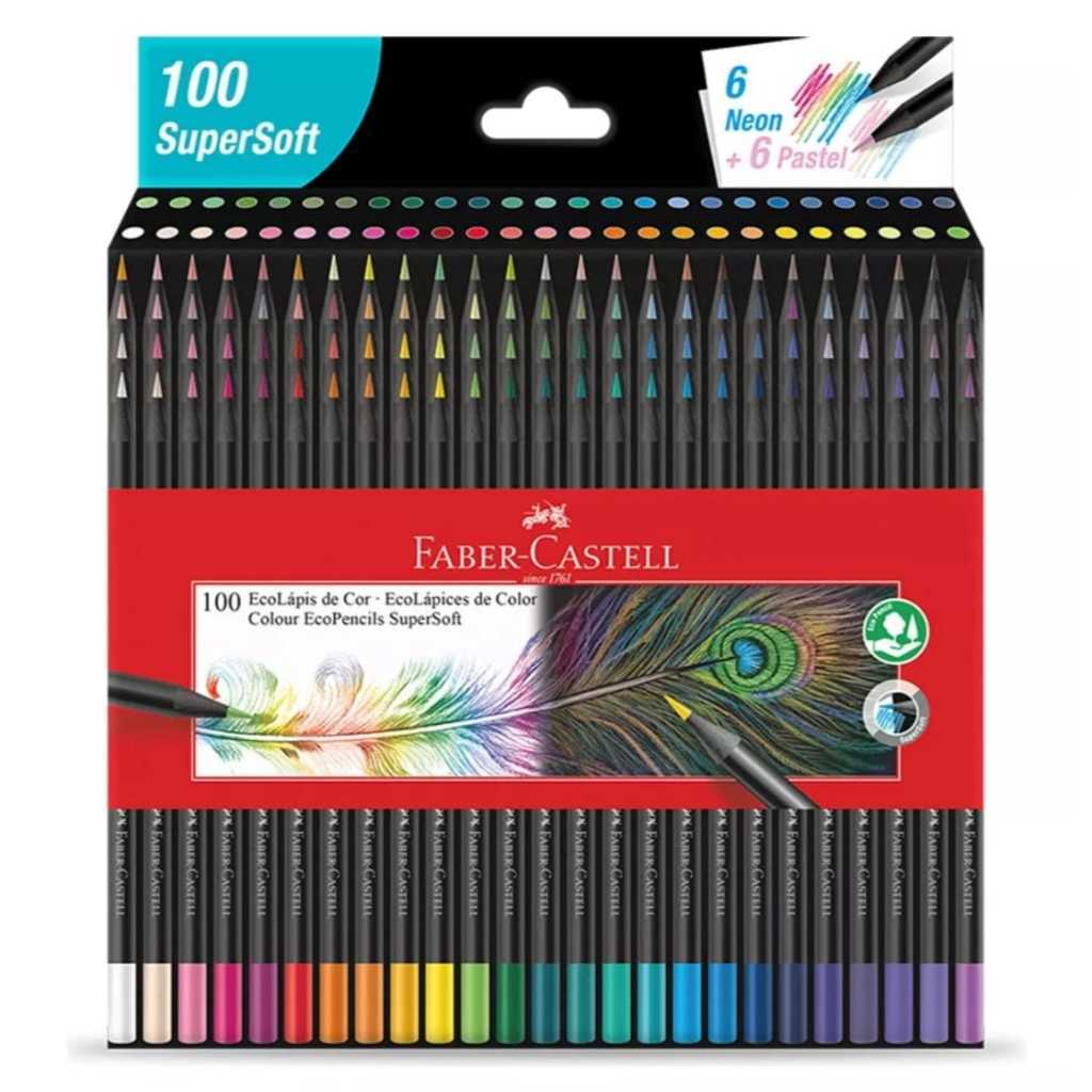 Lápis De Cor Faber Castell 100, 50 e 24 Cores Supersoft Desenho Artes Original Promoção 3 Opções