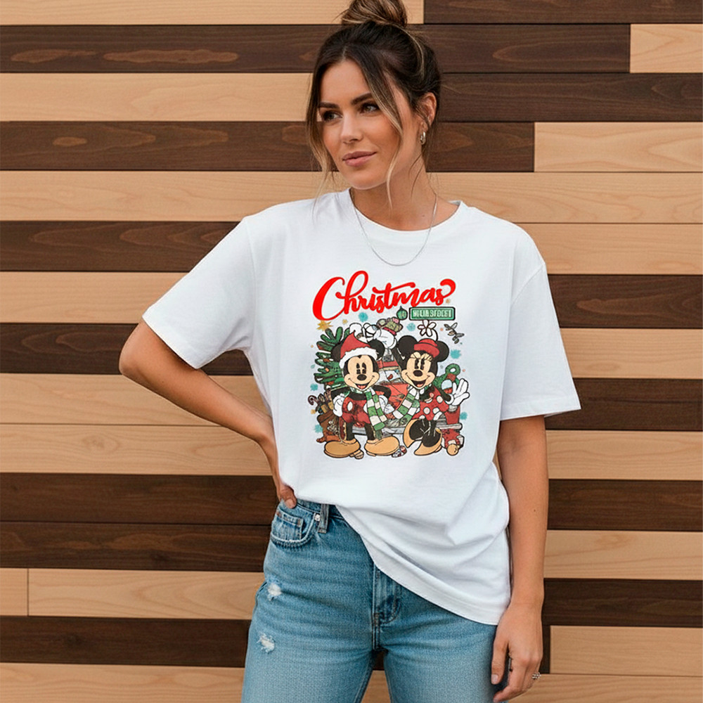 Camiseta Merry Christmas Camisa Mickey Minnie Natal Feliz StreetWear Unissex Algodão 30.1 Premium