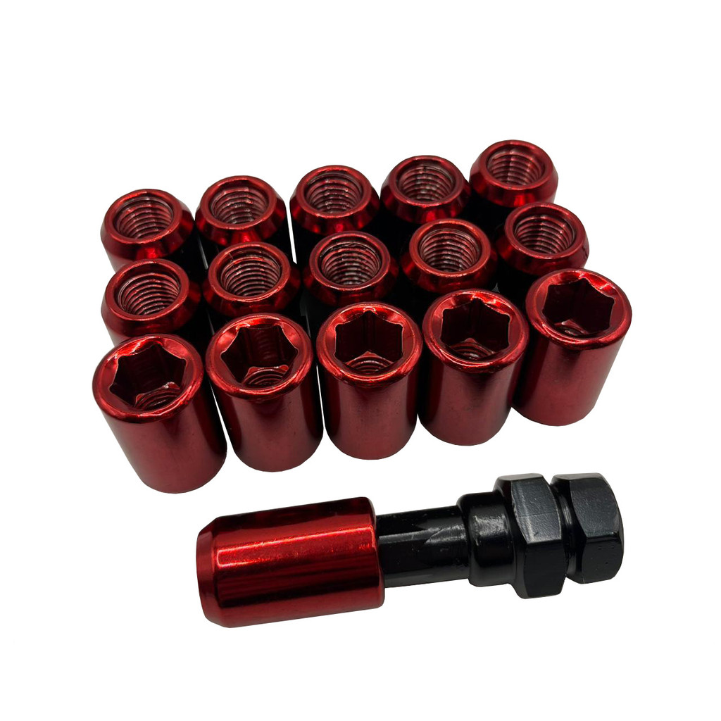 KIT 16 PORCAS LOB VERMELHO RODA ESPORTIVA FERRO + CHAVE ADAPTADORA 19/21MM em Oferta na Shopee