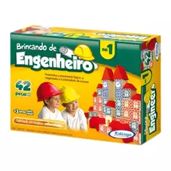 Jogo Brincando de Engenheiro I 42 Peças Multicolorido Blocos Xalingo - 52754