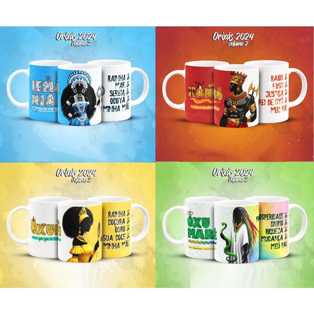 Canecas  Orixás  Porcelana - Umbanda Candomblé - Oxalá Oxum Iemanja Oxossi Xangô Iansã Oxumaré Ogum