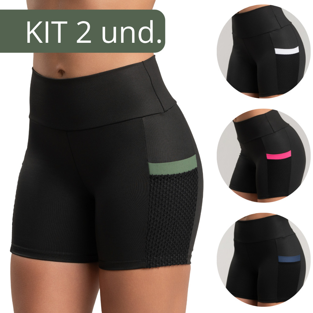 KIT 2 Shorts Academia Zero Transparência Fitness Legging Esportiva Corrida Treino Confortável