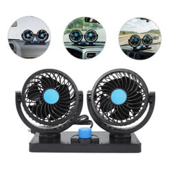 Mini Ventilador Duplo 12V Automotivo Portátil Ajustável Potente Ideal para Carros, Vans e Caminhões