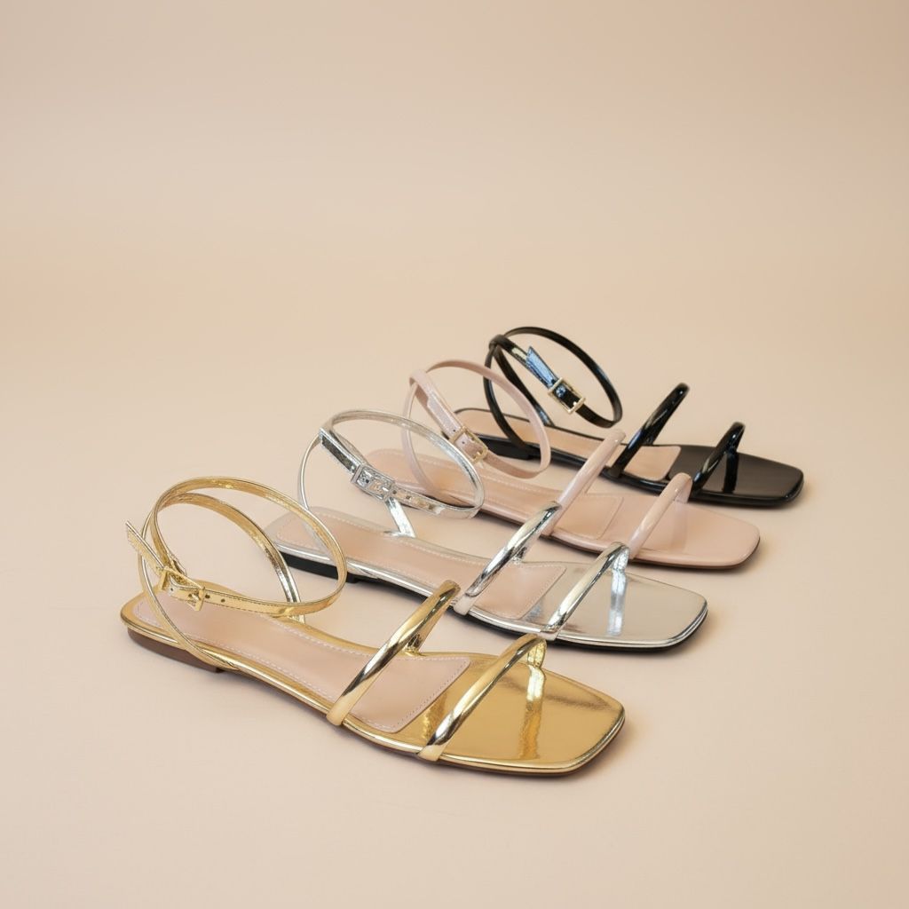 Sapatilha Feminina Confortável Luxo Elegante Sapato Feminino Rasteira Bico Quadrado  Meia Cana