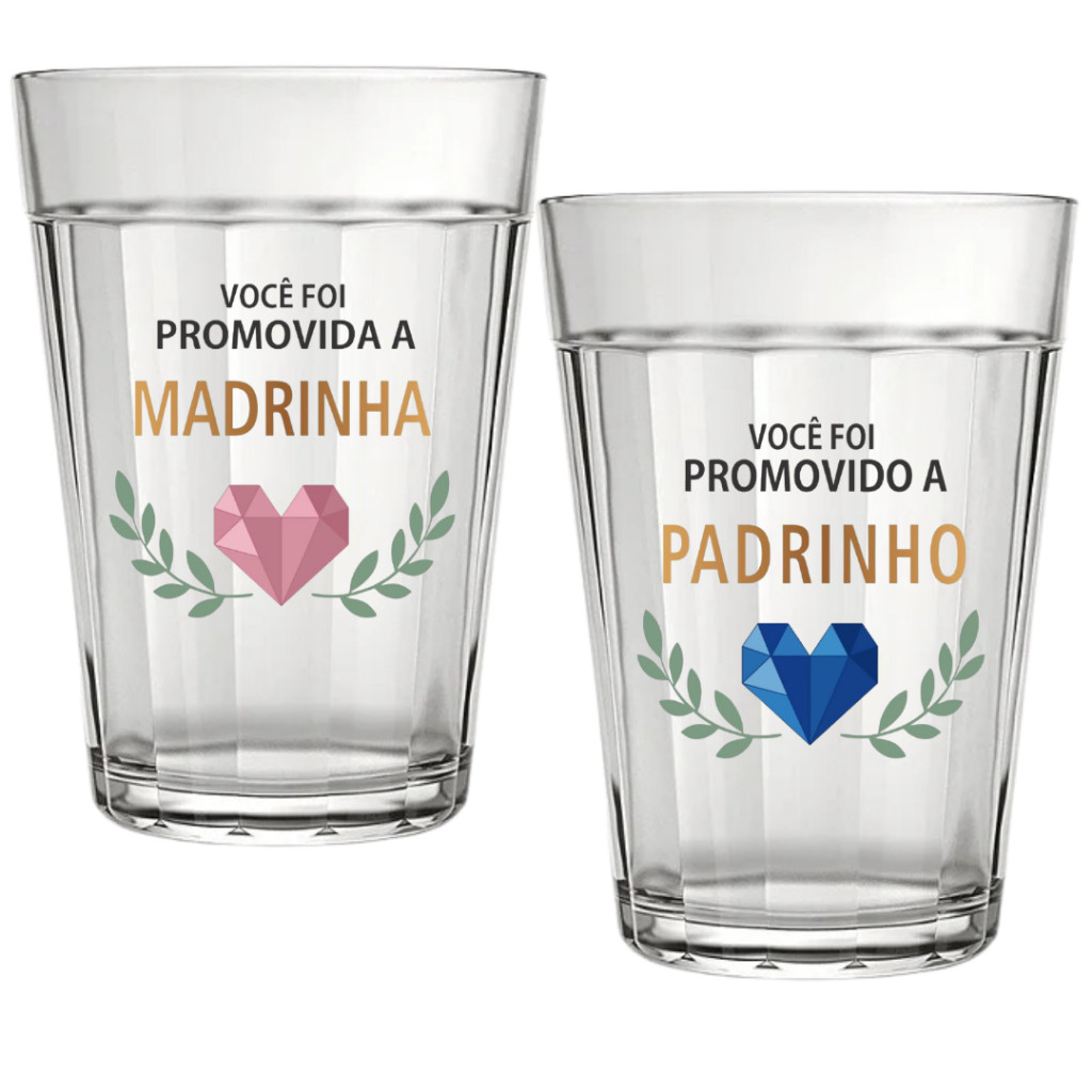 Copo Americano Vidro Personalizada Padrinho Madrinha Casamento Lembrancinha Batizado Chá de Bebe