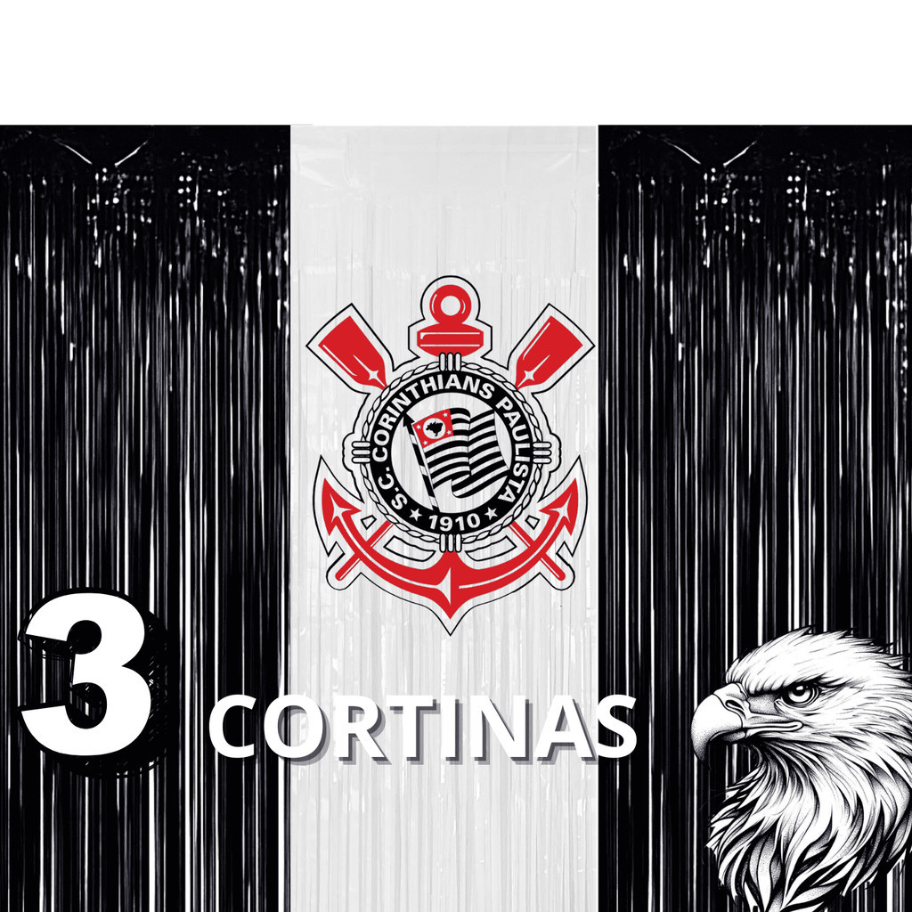 Kit 3 Cortina Metalizada Lisas Decoração CORINTHIANS, Festa , Aniversário Time Futebol em Oferta na Shopee