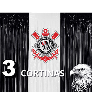 Kit 3 Cortina Metalizada Lisas Decoração CORINTHIANS, Festa , Aniversário Time Futebol em Oferta na Shopee