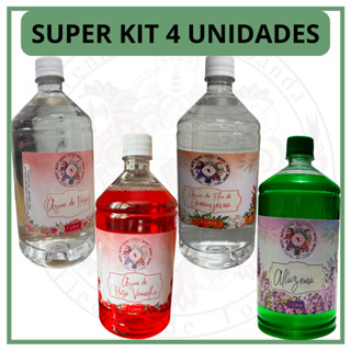 Super Kit 4 Unidades, 1 Alfazema, 1 Água de Flor de Laranjeira, 1 Água de Rosas, 1 Água de Rosa Vermelha 1L em Oferta na Shopee