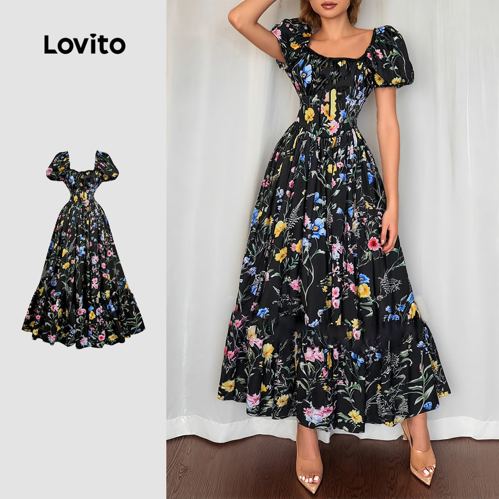Lovito Vestido Casual Evangélico Com Zíper Para Primavera/verão Para Mulheres LBL30115 em Oferta na Shopee