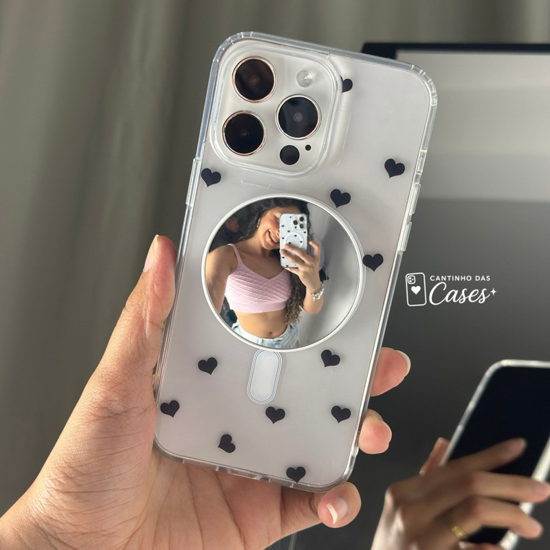Pop Socket Espelho LUPA, e espelho mini Portátil Magnético 3 em 1 com Suporte de Dedo, MagSafe para iPhone e Android