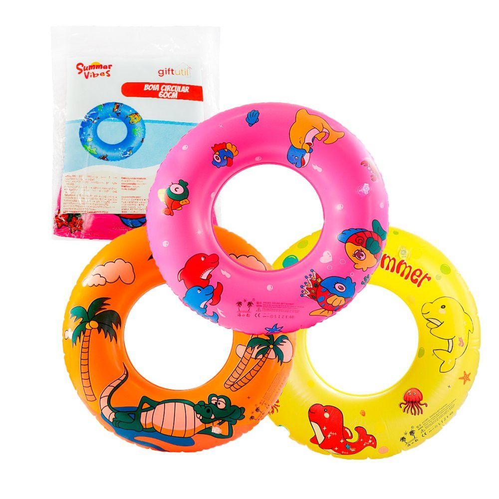 Boia Inflavel Piscina Circular 60cm Seguranca Lazer Praia Piscina Infantil Colorida