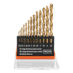 JOGO DE BROCA P/ METAL C/ TITANIO 1,5-6,5MM HSS 13PCS SPARTA