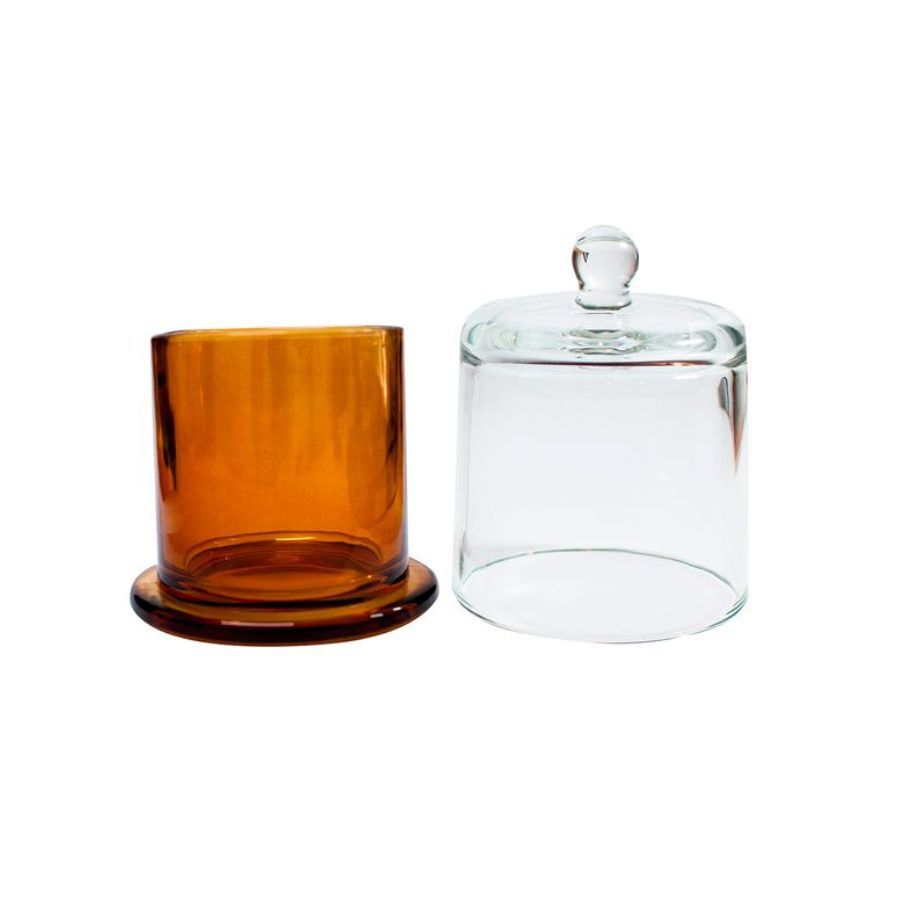 Pote Com Tampa De Vidro Domus Para Vela Âmbar - 8x9cm - 210ml - 1 unidade - Rizzo em Oferta na Shopee