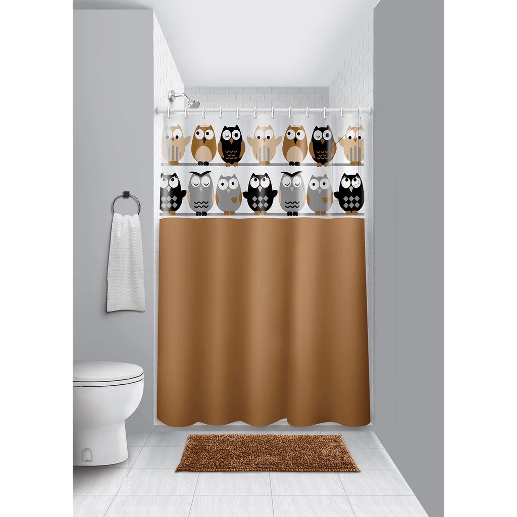 Cortina de Box para Banheiro Vinil Com Visor Retangular 1,35x2m Estampas