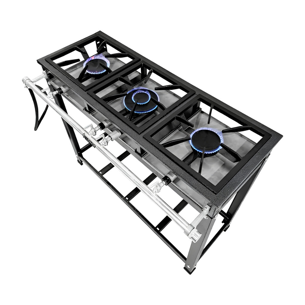 Fogão Industrial 3 Boca Dupla Queimador Duplo Baixa Pressão C Pés 30x30 = OFERTA