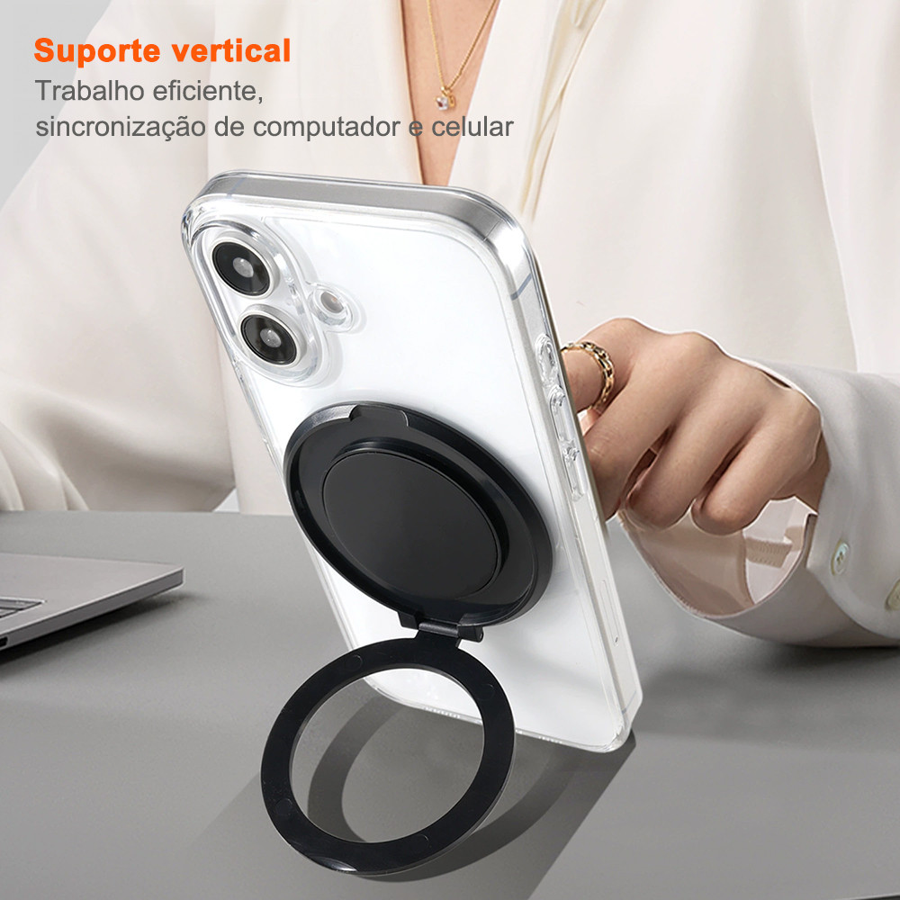 Suporte Magnético Dobrável 2 em 1 para Celular Compatível com Magsafe Várias Cores Universal KZJ013-00 — imagem 2 de 2