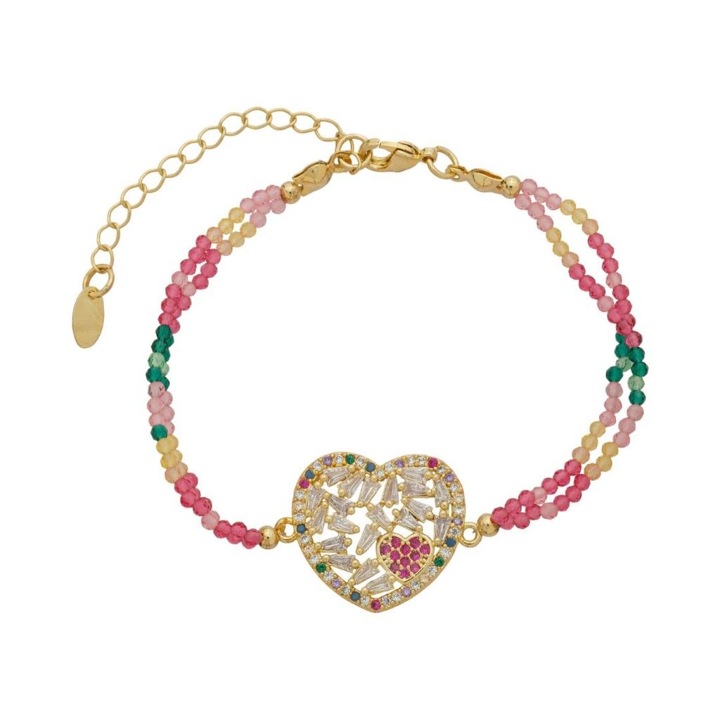 PULSEIRA DE CORAÇÃO MILA ZIRCÔNIAS COLORIDAS