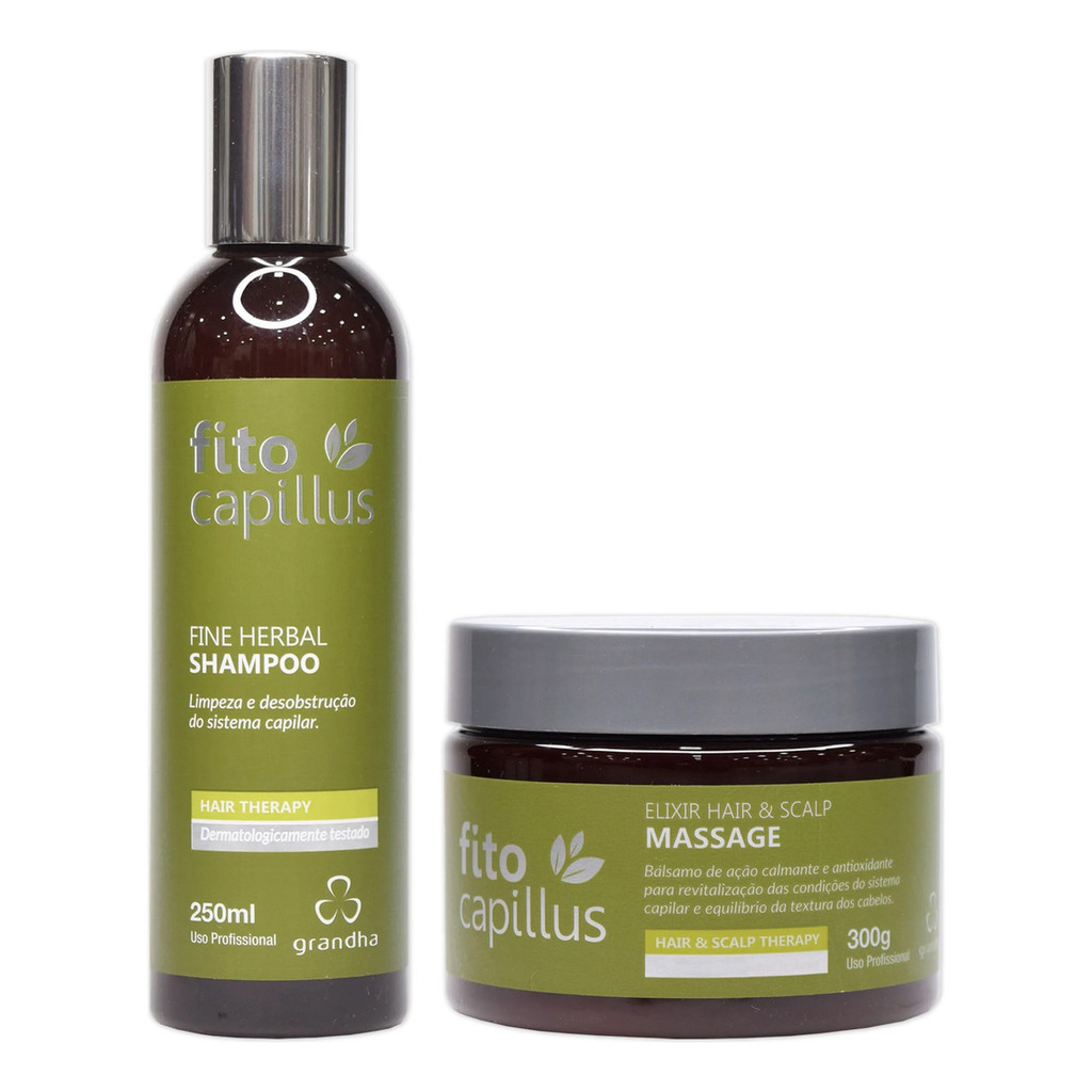 Grandha Fito Capillus Herbal Shampoo 250ml E Elixir 300g em Oferta na Shopee