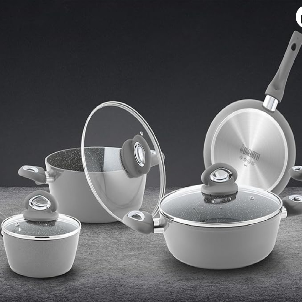 Jogo Panelas Bialetti 10 Peças Cinza Petravera Plus Indução