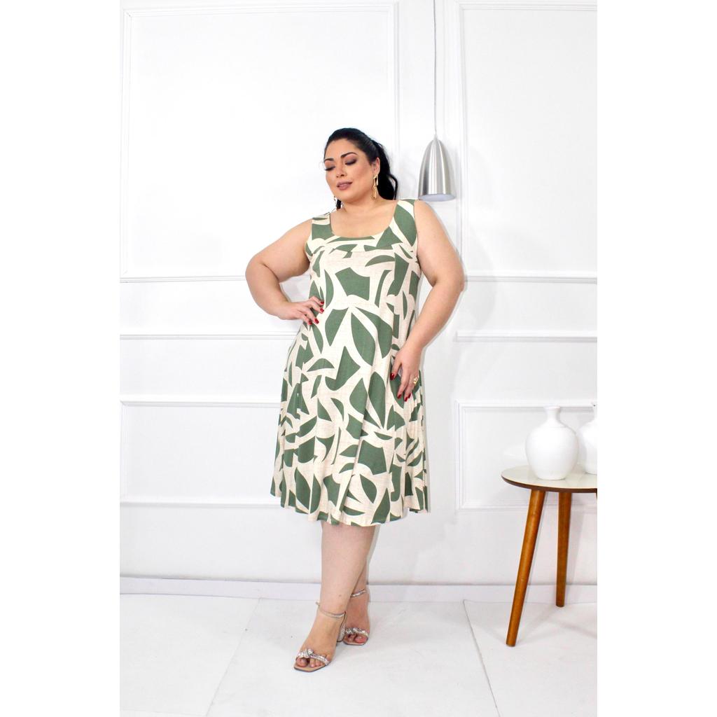 Vestido Regata Godê Plus Size Floral Em Viscolycra Confortável Soltinho Elegante Vestido de Verão para Gordinhas
