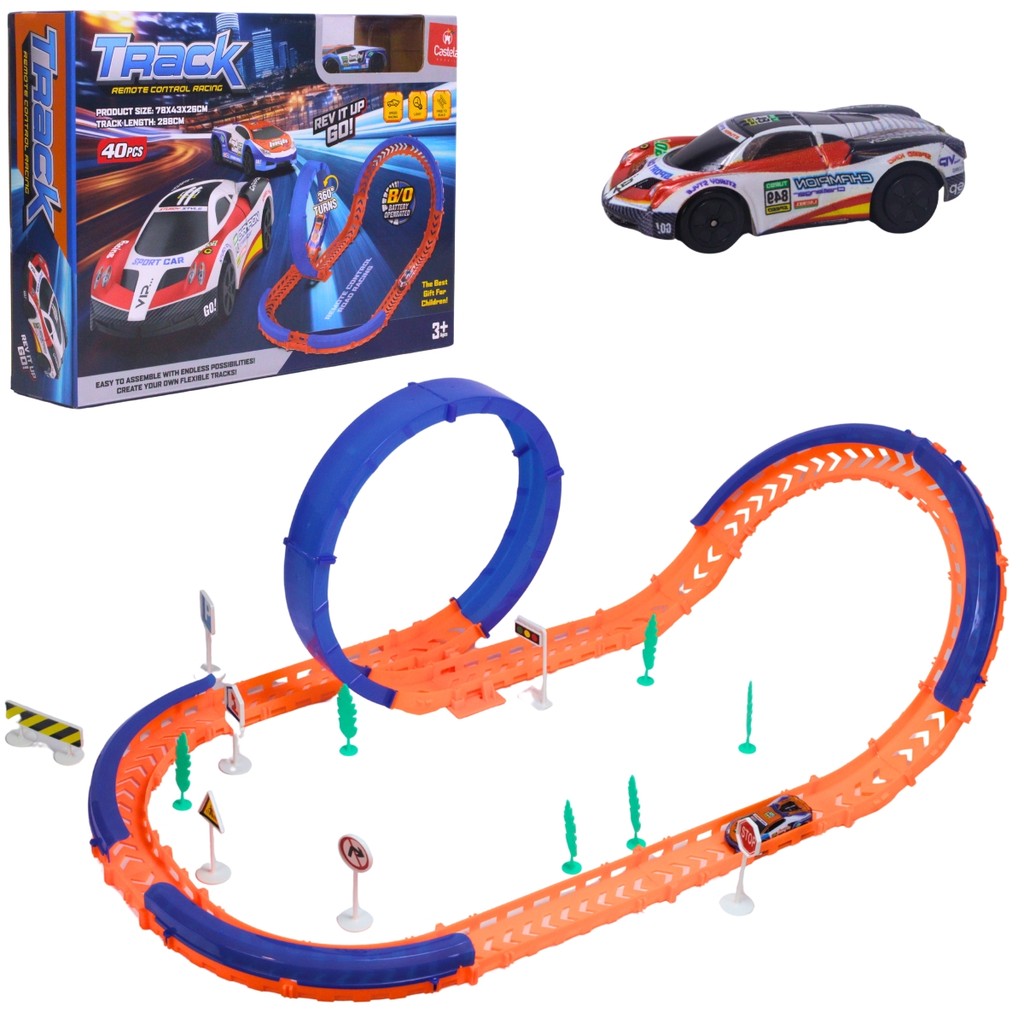 Pista Carrinho de Corrida Alta Velocidade Loop 360° Luz 40 Peças - Castela em Oferta na Shopee